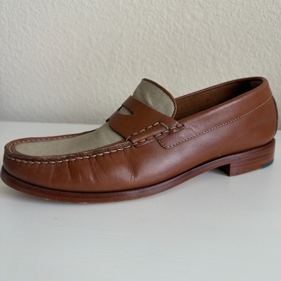 Johnston & Murphy Men’s Penny Loafers Tan Leather Canvas Sheepskin Size 9M main image 10